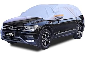 AltoCover Half Car Cover, Windshield Cover for Ice and Snow with Cotton Liner, Car Cover Waterproof All Weather for Snow, Sun, Rain, Dust, UV Protection Fit SUV L
