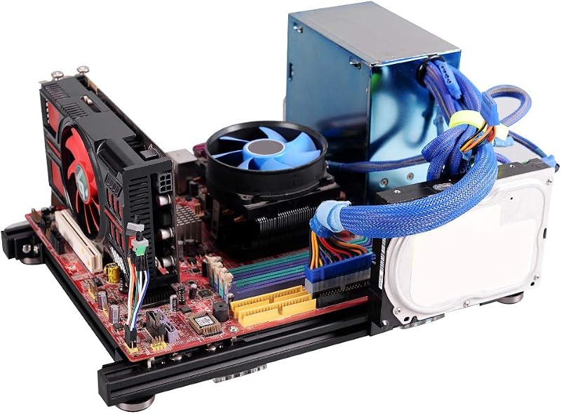 VBESTLIFE DIY Open Computer Case Aluminum Alloy M-ATX Test Platform Bare Heat