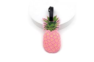 QFSH Cute Pink Pineapple Silicone Luggage Tag Travel Suitcase Bag Identifiers Baggage Tag Personalized Labels for Cruise Airport