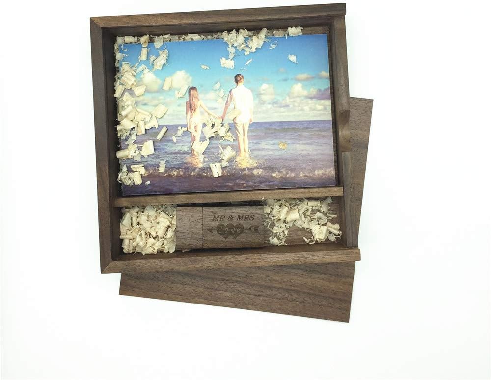 LXSINO 32GB USB 3.0 Flash Drive Engraved 'MR & MRS' and 'LOVE', Wood USB Stick with Box (170x170x35mm) for Wedding Couple - Image 3
