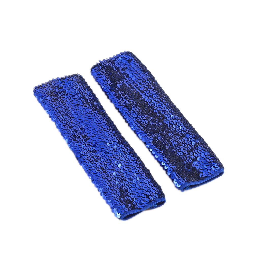 Fingerless Sequin Gloves, Half Finger Gloves with Sequins, Arm Warmers Long Gauntlets Gloves, for Masquerade Parties, Halloween, Cosplay, Accessories, Opera Performances, Red, 9 x 21 cm, blue, 9×21cm