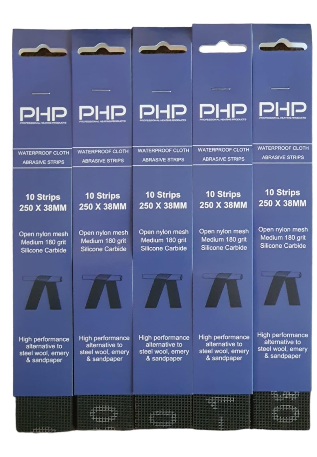 PHP Waterproof Abrasive Plumbers Cloth Strips (Pack of 10) 180 Grit For Copper