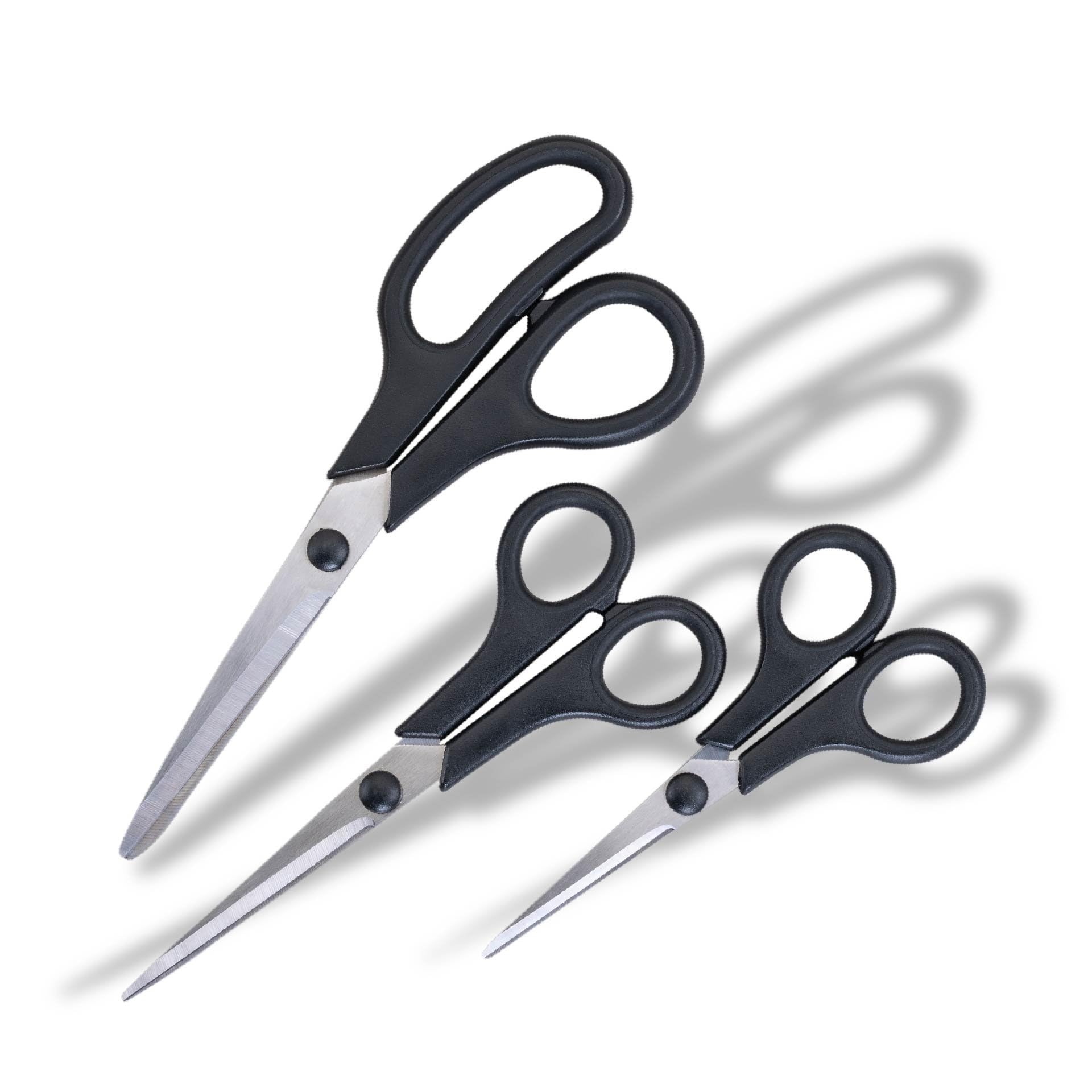Fackelmann INITIAL, Set of 3 Multipurpose Scissors, Stainless-Steel, Small Medium & Large, Sturdy Cutting Household Universal Scissors, School Home Office Art & Craft, Pack of 3 Utility Kitchen Shears