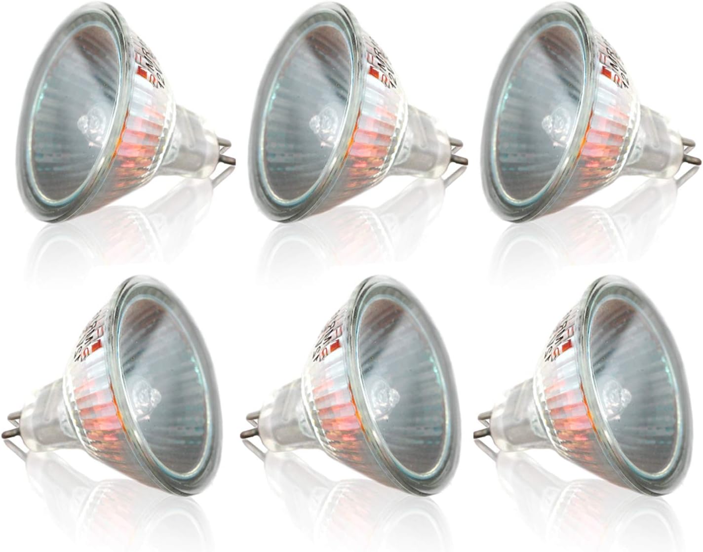 (6) Bulbs, 35 WATTS MR16 Halogen Light Bulb W/Lens Cover 12V Long Life 35W, APLIQ022_V2