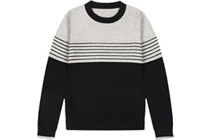 BIENZOE Boys Long Sleeve Sweater: Kids Crewneck Cotton Jacquard Pullover - Casual Knit for Fall Winter School Holiday Family