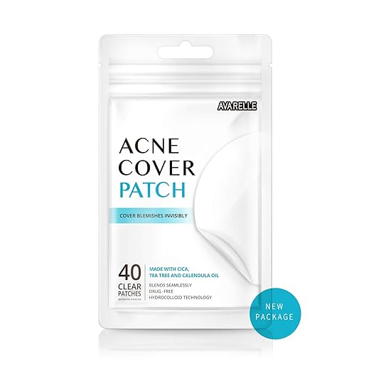 Avarelle Acne Cover Patch Hydrocolloid, Tea Tree, Calendula Oil, CICA (40 ROUND PATCHES)