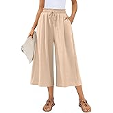 Anyally Womens Capri Palazzo Pants Wide Leg Summer High Waisted Gaucho Capris Business Casual Trousers with Pockets 2026