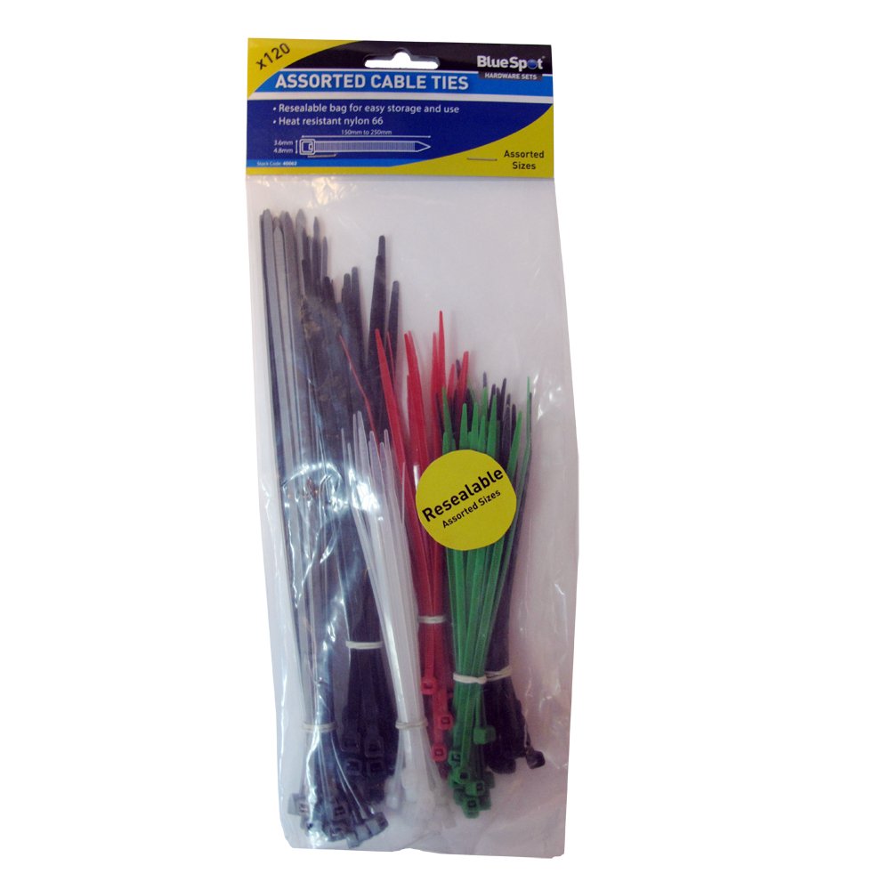 Blue Spot 40062 Cable Ties - Mixed (120-Piece)