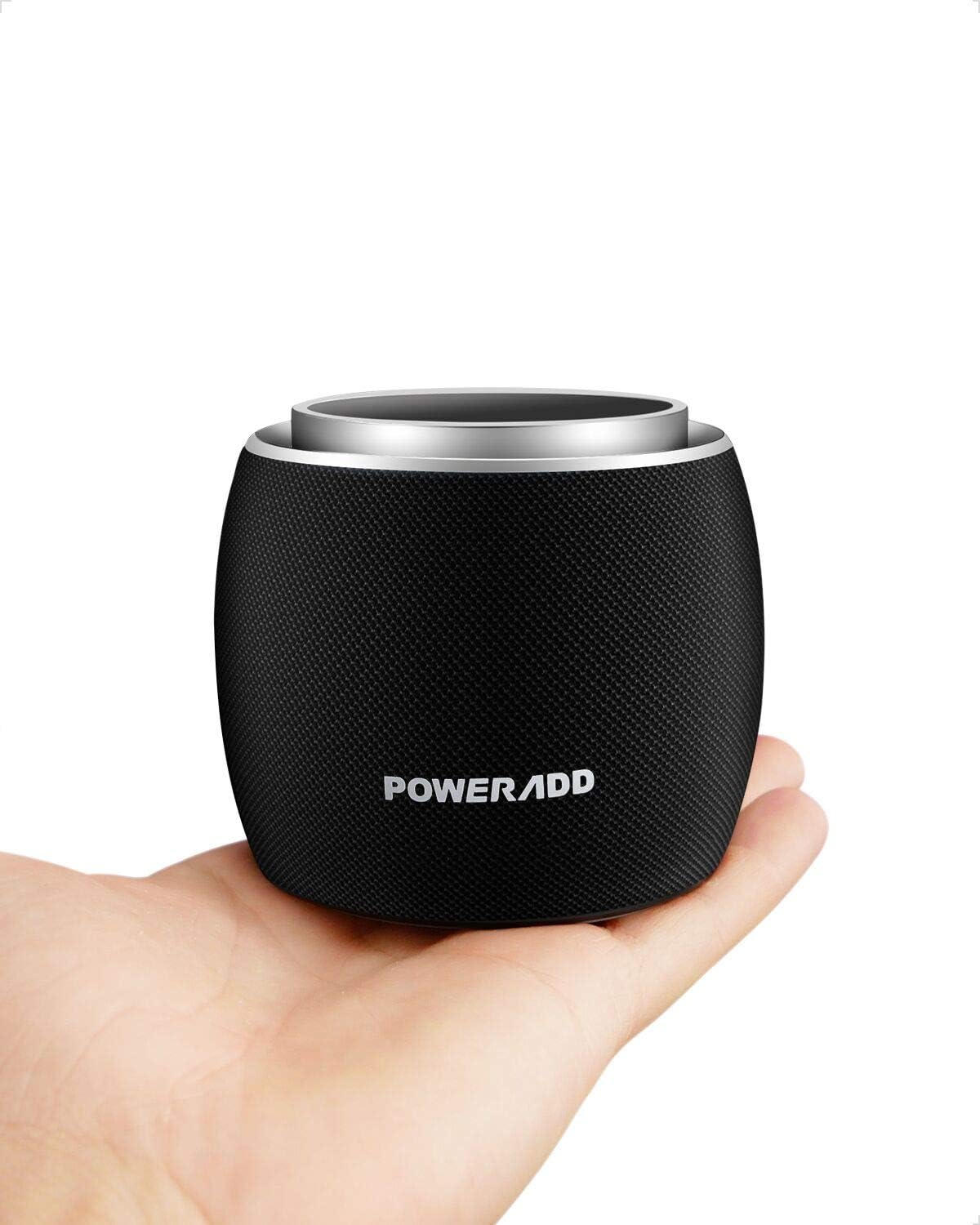 Portable Bluetooth Speakers,POWERADD Dee-G Mini Wireless Speakers,Rotating Volume Knob,8 Hours Playtime,33 ft Bluetooth Range,Bulit-in Mic,Full Rang Sound,Perfect for iPhone Samsung and More(Black)