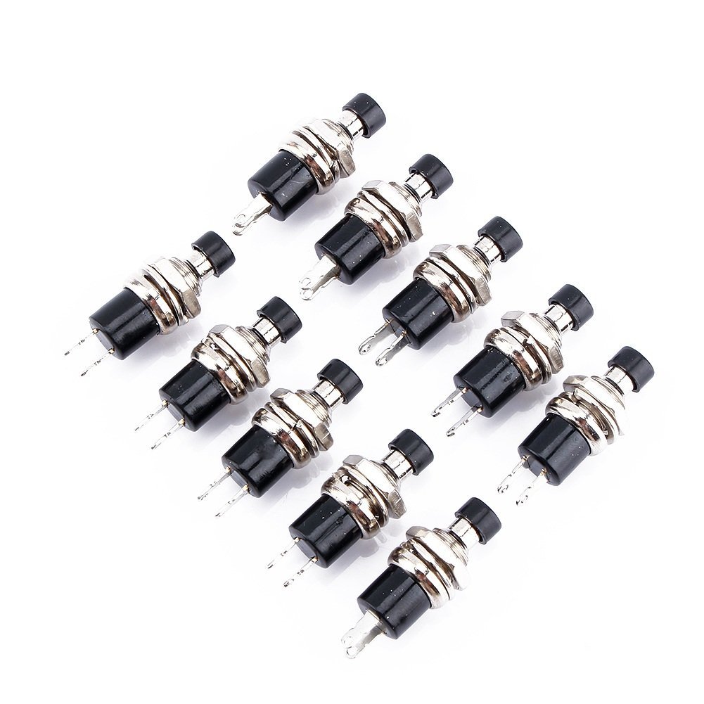 Yosoo 10Pcs Momentary Push Button Switch Lockless ON/OFF Black Switch