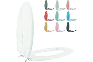 BLOFDE Elongated Toilet Seat Wood Toilet Seat Prevent Shifting with Zinc Alloy Hinges American Standard Size Toilet Seat Easy to Install also Easy to Clean(Elongated,Marble)