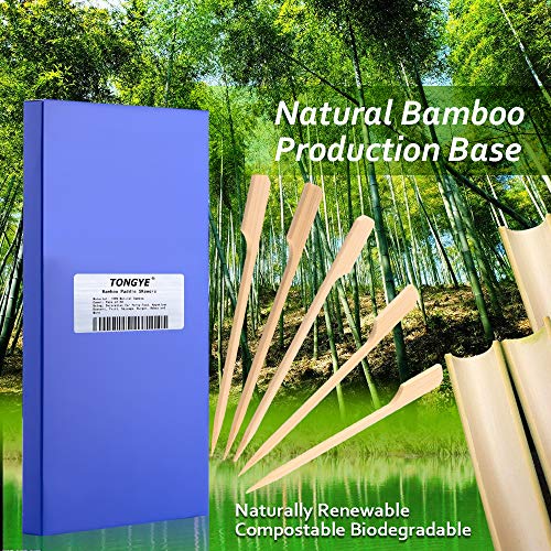 TONGYE 3.5" Bamboo Paddle Skewers, Food Grade Cocktail Picks, Barbecue Wooden Stick. Decoration for Party Food, Appetizer, Dessert, Fruit, Sausage, Burger, Kebab. (50PCS)