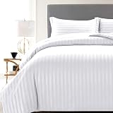 MOONLIGHT20015 Single Duvet Cover Set Reversible Stripes Satin Bedding White view 5