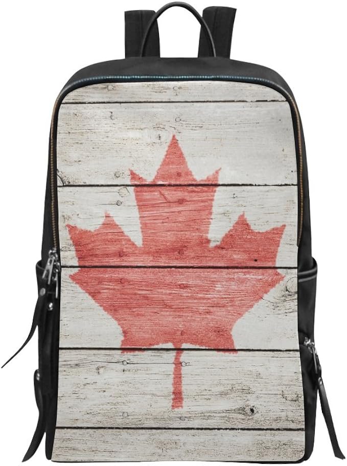 Canadian Canada Flag on Wood Background Bag Backpack