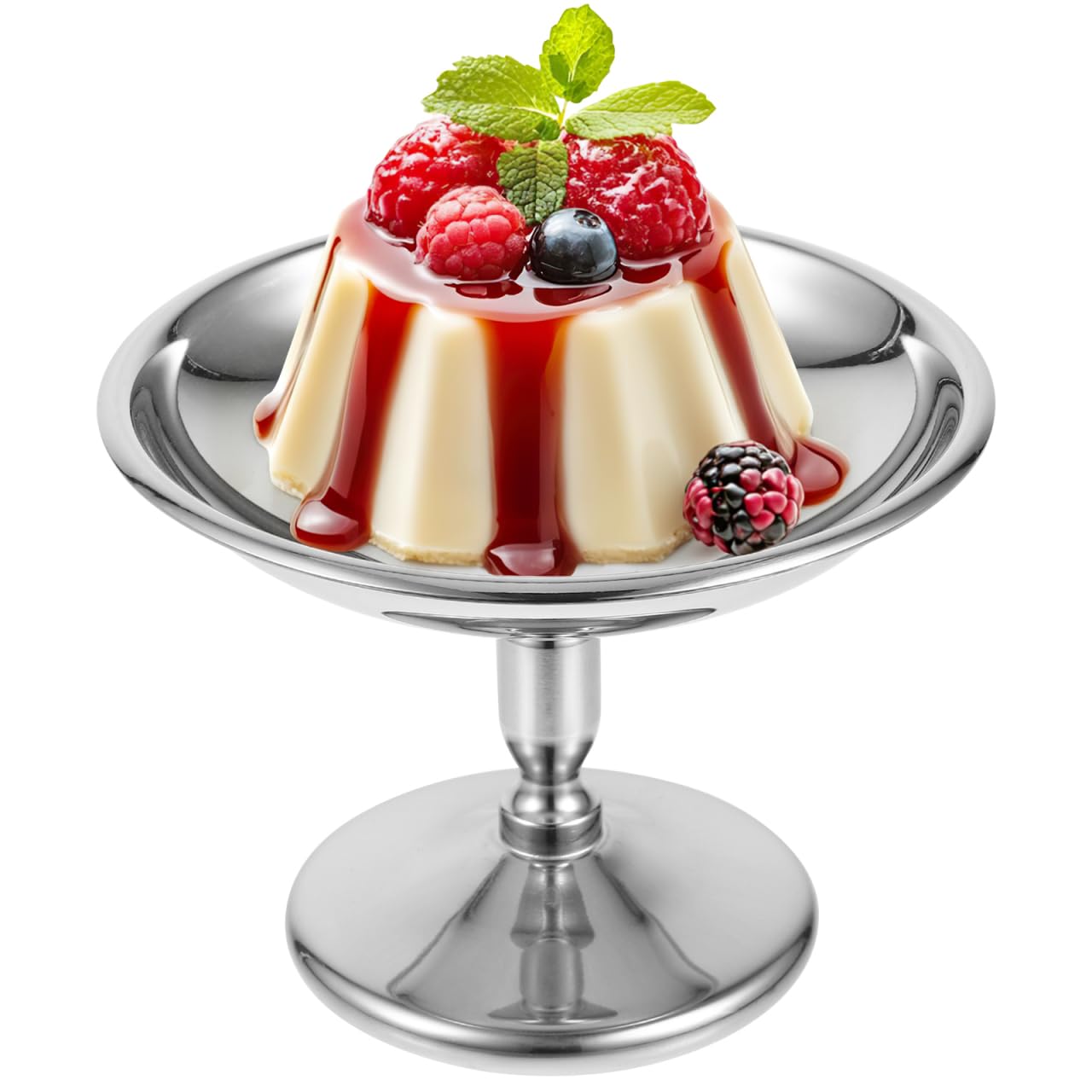 Ciieeo Stainless Steel Dessert Cup - Ice Cream Bowl Snack Holder for Fruits and Desserts 10Cm High Foot Design for Home Use