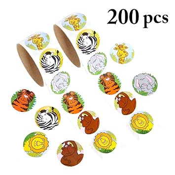 Coxeer 200PCS Cartoon Animal Decorative Sticker Adhesive Label Paper Label for Kids Room