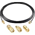 Goupchn Cable coaxial SMA macho a SMA hembra mamparo RG174 16.4ft/5m Cable con 3 adaptadores coaxiales SMA