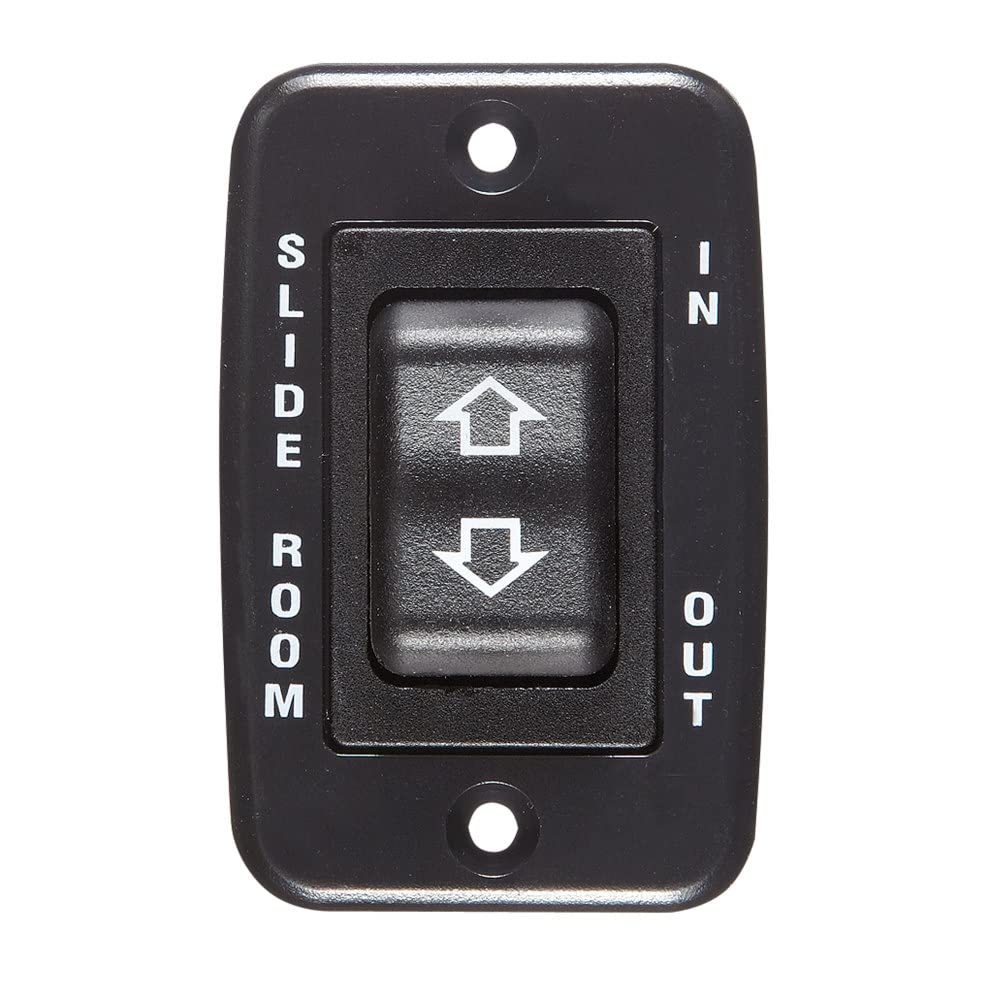 RV Designer S141, Slide In/Slide Out Contoured Switch, 20 Amp Continuous, 40 Amp Peak, Black, DC Electrical, 2.3 Inch