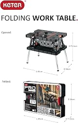 Keter Folding Work Table Black 85x55x75.5cm Heavy Duty DIY Workbench view 3