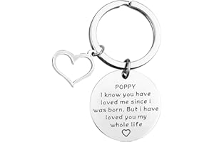 BLEOUK Poppy Keychain Grandpa Gift Father’s Day Gift Birthday Gift for Poppy Grandpa