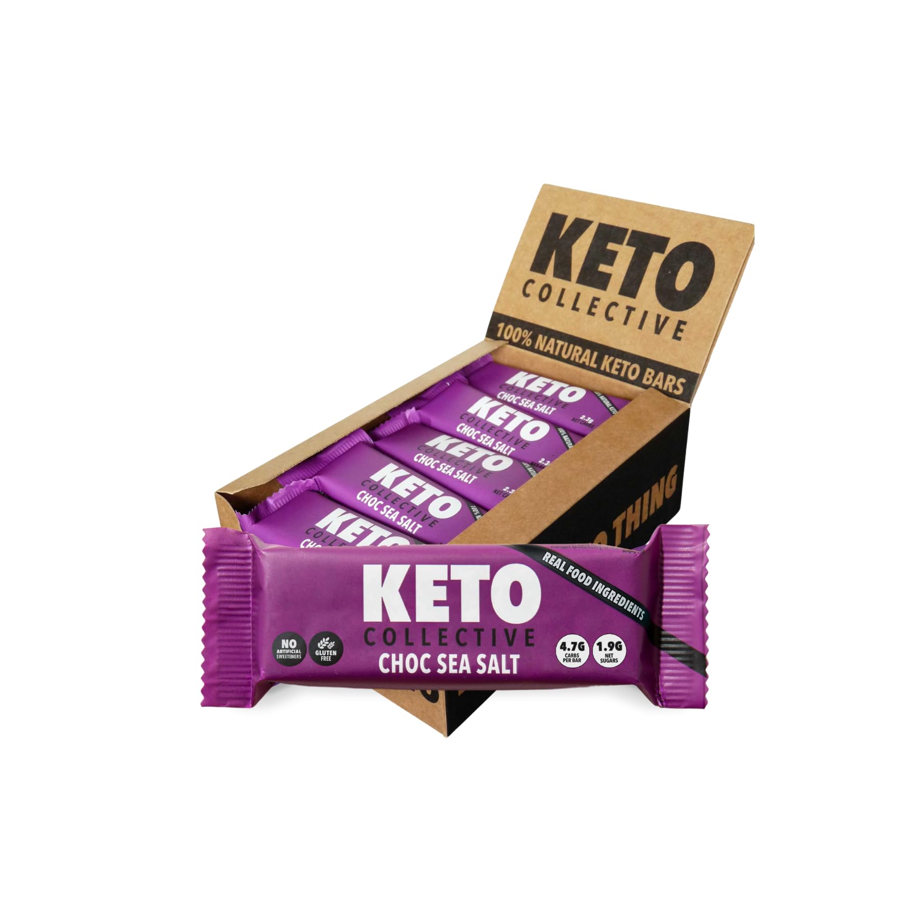 Keto Collective Keto Bars 15x40g | 2g Net Carbs | Keto Snacks | High Fibre | Natural Ingredients | Source of Protein | Low Carb Snacks | Gluten Free | Vegan | Made in the UK | No Artificial Sweeteners