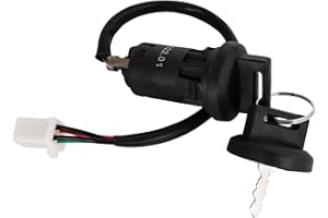 RUTU 4 Wire Ignition Switch with Key for 50cc 90cc 110cc 125cc TaoTao Sunl Coolster Apollo Chinese ATV Dirt Pit Pocket Bike Motorcycle Scooter Quad Go Kart 4 Wheeler Parts with Cap