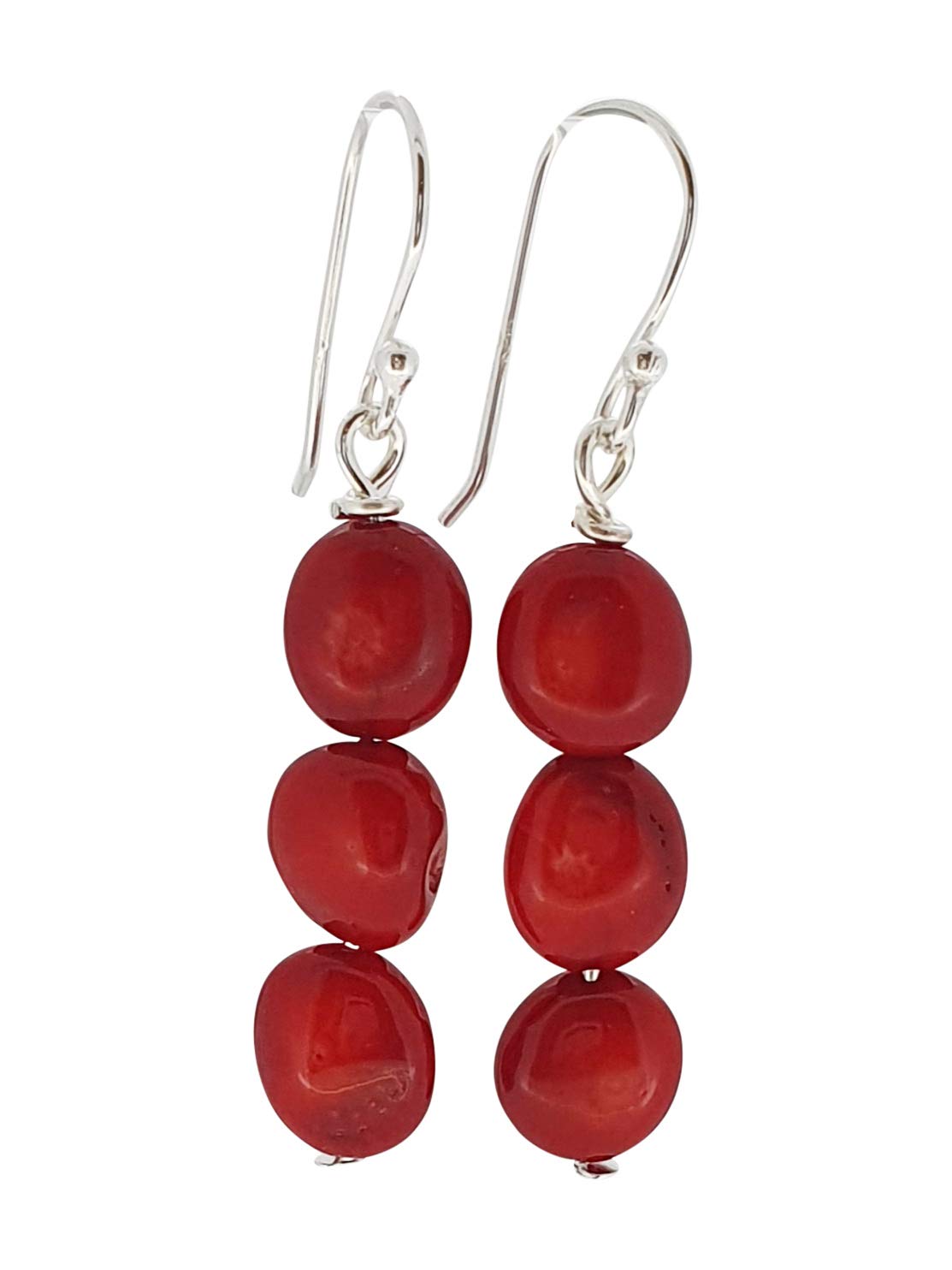 TreasureBay HandMade Red Coral Dangle Drop Earrings, Womens Pierced Earrings