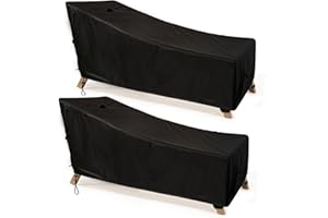 SIHAIAN Chaise Lounge Cover Waterproof Patio Lounge Chair Cover UV Resistant Lounger Covers Dust-Proof Outdoor Lounge Chair Covers 2Pack Patio Furniture Covers 86Lx32Wx35H Black