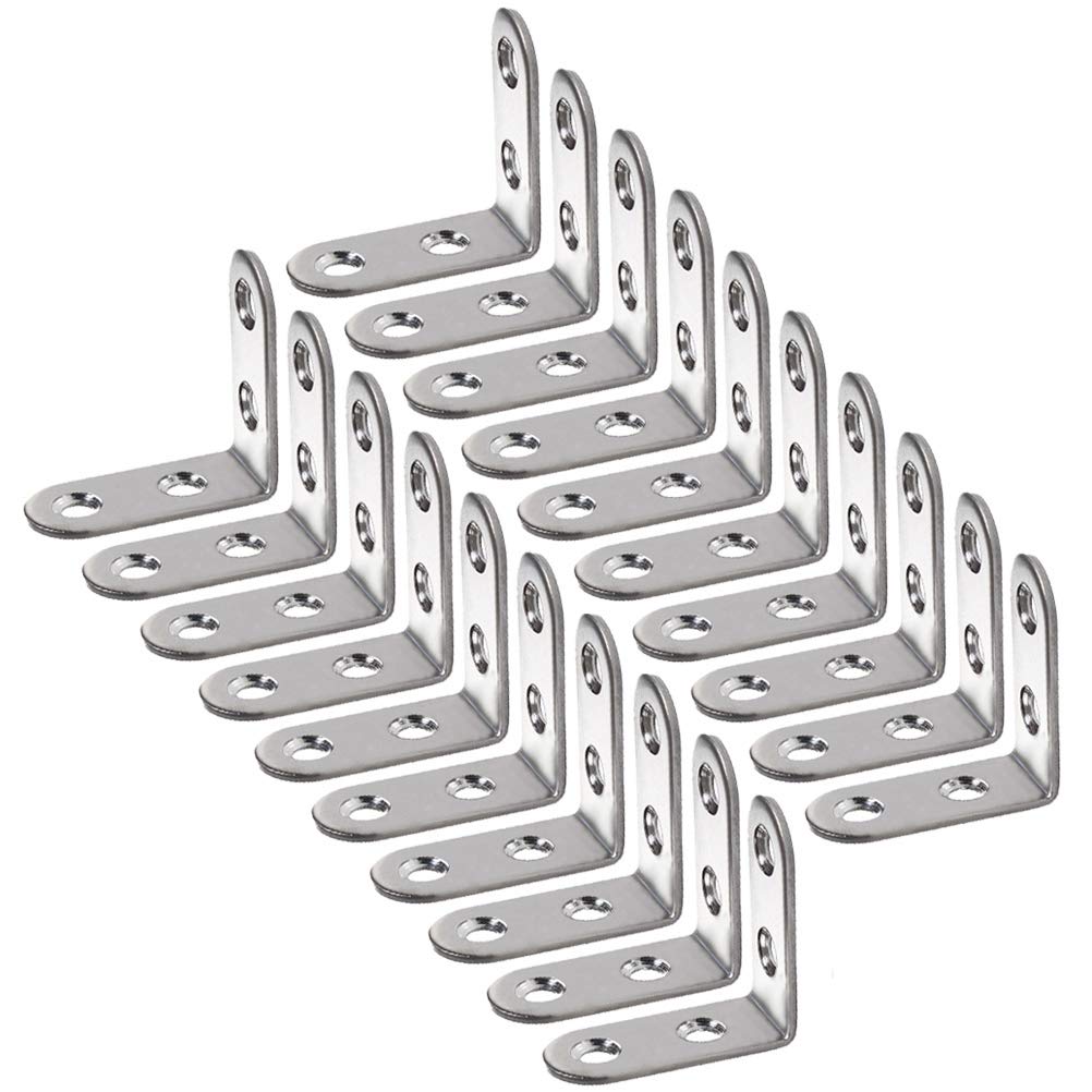 anjias 20 Pcs Right Angle Brackets, 90 Degree Right Angle Brackets 40 * 40mm Stainless Steel Angle Brackets