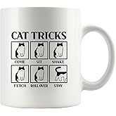 Panvola Cat Tricks Ceramic Mug 11 oz White - Cat Lover Gifts - Novelty Drinkware - Modern - Microwave & Dishwasher Safe
