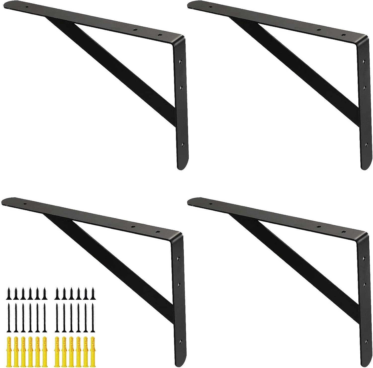 Countertop Support Brackets, 12" x 8" Heavy Duty Shelf Bracket, 1/8” Thick Solid Metal Wall Mounted Shelving Brackets for Bar Tops Table Desk, Black: Home Improvement