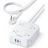 Anker Surge Protector Flat Plug Power Strip 2000J, 5ft Thin Extension Cord, 8 Outlets,2 USB A and 1 USB C Port,20W for iPhone