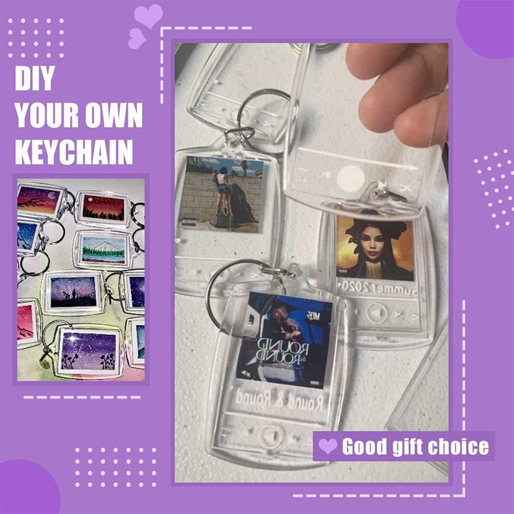 40 PCS Acrylic Photo Frame Keyrings, Photo Insert Keychains, Acrylic Clear Blank Keyrings, Picture Snap-in Keychains for Artwork, DIY, Gift, Family(1.3 x 1.8 Inch) at  Men’s Clothing store