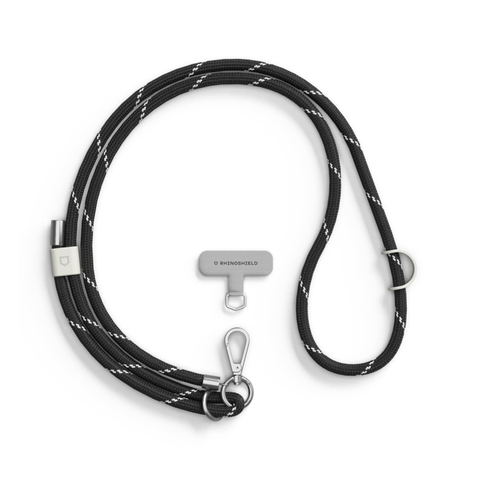 RHINOSHIELD Braided Crossbody Phone Lanyard (Landyard Card Included) | Easy to Adjust, Additional loop to hang Airpods and Card Holders, Durable Strap, Made of Recycled Materials - Cosmo Black