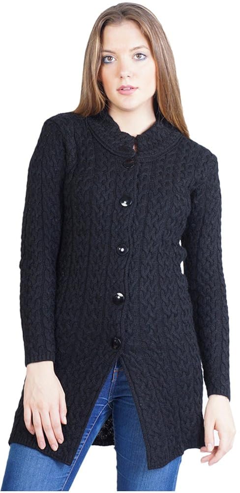 montrex acro wool winter long coat for women, girls (black)