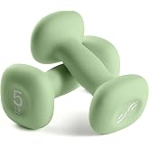 Sportneer Neoprene Dumbbells Set of 2, 5lb Hand Weights for Women, Non-Slip Ergonomic Design, Anti-Roll Square Shape at home weights for women (Green, 5lb-pair)