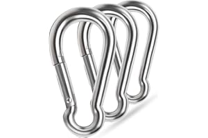 Large Spring Snap Hooks, 304 Stainless Steel Carabiner Clip Heavy Duty Rope Connector Link Buckle 1/2 3/8 Clip for Gym Equipm