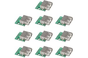 MELIFE 10Pcs USB 2.0 Breakout Board, USB to DIP Adapter 2.54mm Breakout Board 4 Pins Pinboard USB Type A Breakout Board