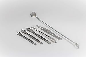 Lab Stainless Steel Utensils Set, Including 1 Burning Spoon, 1 Forceps, 1 Spatula, 3 Spoons, Set of 6