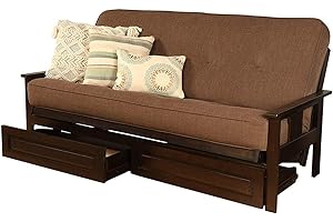 Kodiak Furniture Monterey Frame with Linen Fabric Mattress in Espresso/Brown