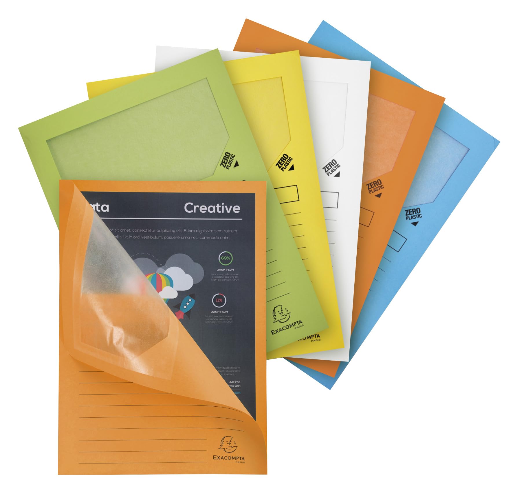 Exacompta - Ref 50260E - Forever Collection - Window Folders - 220 x 310mm in Size, Suitable for A4 Documents, 120gsm Recycled Board - Assorted Pastel Colours (Pack of 25)