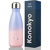 Konokyo Insulated Water Bottles,12 oz Double Wall Stainless Steel Vacumm Metal Flask for Sports Travel,Pastel Sunset