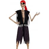 Cozypower 4 Pcs 12 ft Skeleton Outfits Pirate Accessories | Giant Costume Set Halloween Skeleton Clothing Accessories for Garden Lawn Outdoor Halloween Decoration