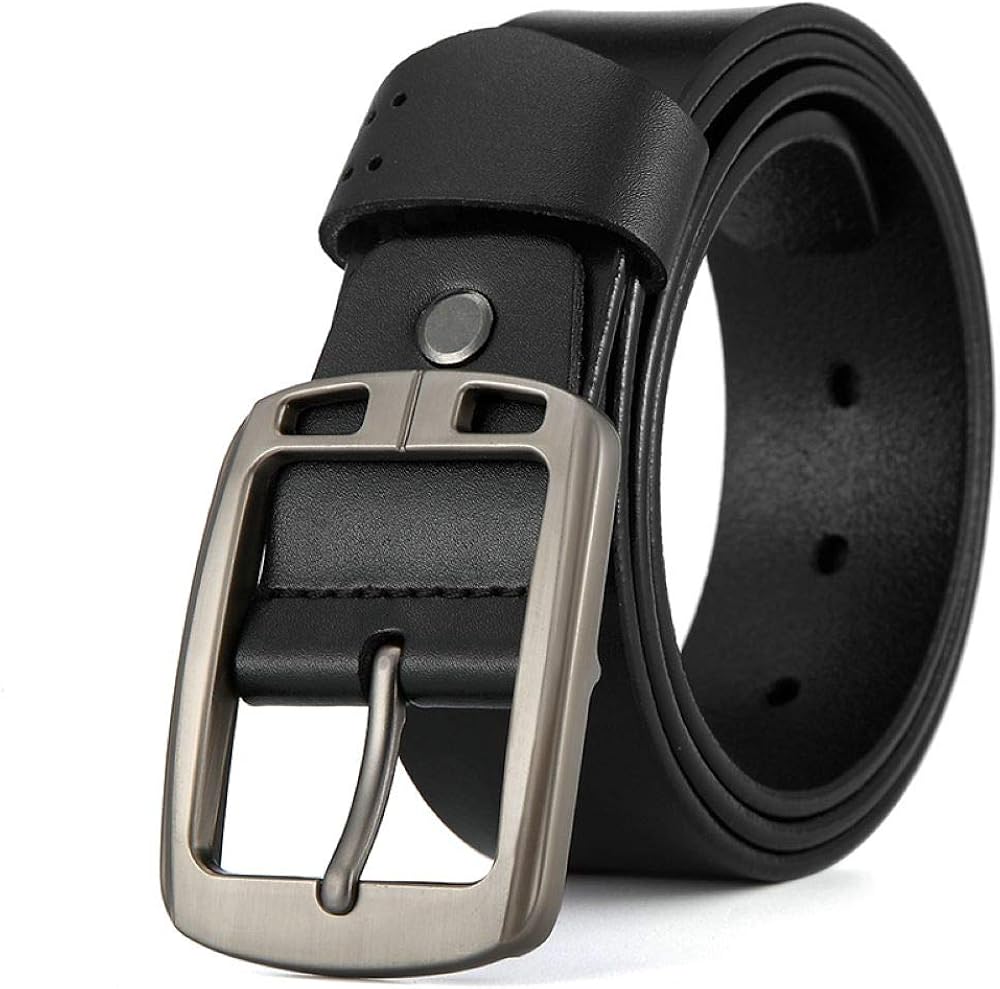 Men’s Casual Leather Jeans Belts 1 1/2” Wide Alloy Prong Buckle Work