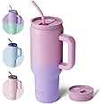 BOTTLE BOTTLE 40 oz Tumbler with Handle and Straw,Stainless Steel Vacuum Travel Mug,Car Cup with Straw, Stainless Steel Vacuum water bottle for Gifts Party Office Coffee (Pink Purple)