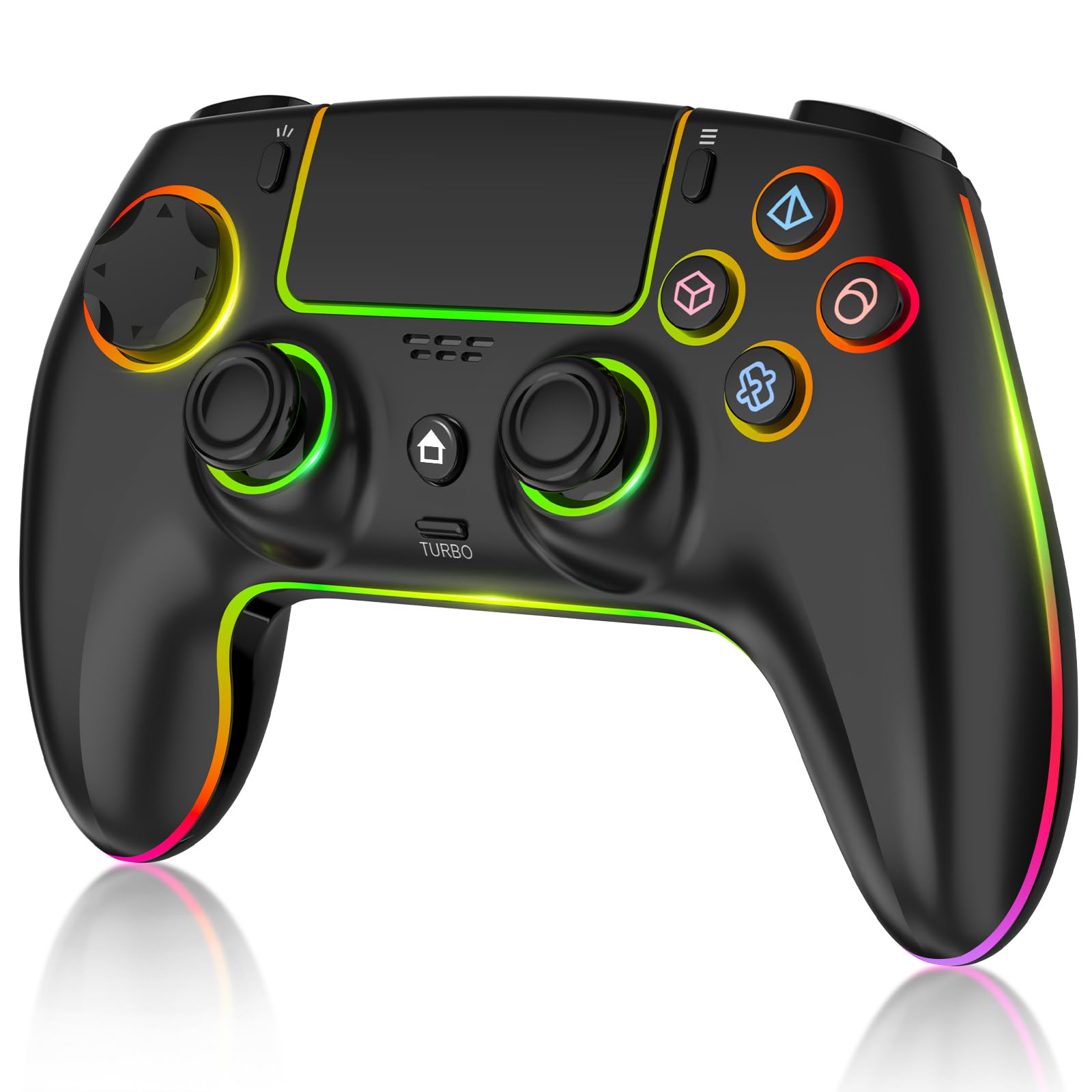 Photo 1 of MYSTILUCK Wireless Controller Compatible with PS-5/Pro/PC/MAC/iOS/Android10/Steam Deck, Gamepad with 7 Colors RGB Lighting/Dual Vibration/Turbo/6 Axis Gyro Sensor/Programmable/Headset Jack/1500 mAh Battery