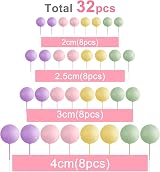 ASTARON 32 Pcs Ball Cake Topper Decorations Colorful Foam Balls Cake Picks view 2