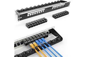 Enmane 16 Port Patch Panel Cat6 Keystone Patch Panel (EC Listed) RJ45 Patch Panel UTP 1U Network Patch Panel with Smart Cable Management for 19inch Rackmount