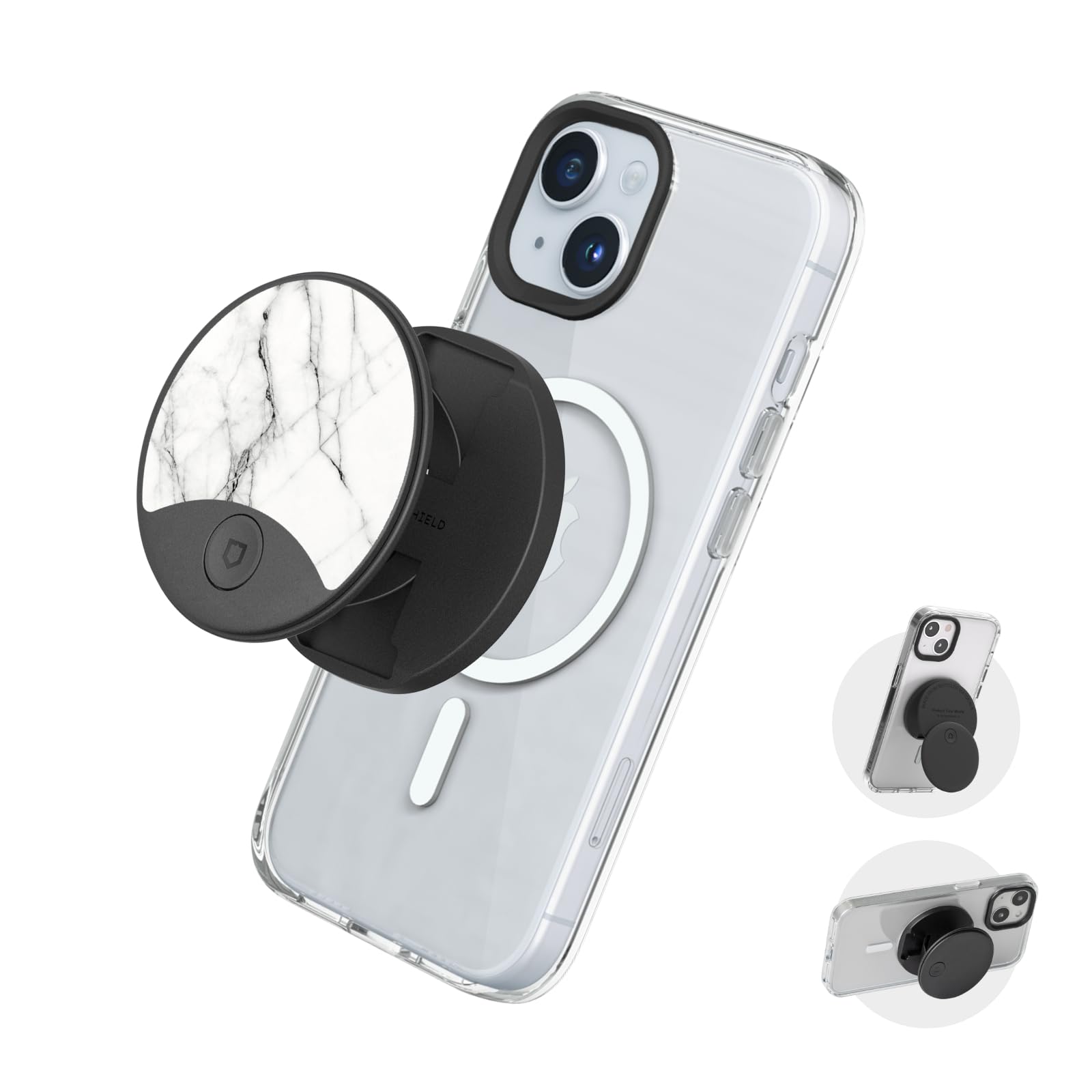 RHINOSHIELD GRIP O Compatible with MagSafe Phone Grip with Expanding Kickstand for MagSafe Phone Case,Supports Portrait & Landscape Mode,Phone Holder,Smartphone Accessory-Roma Marble Finish Backplate