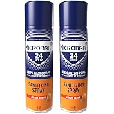 MICROBAN Sanitizing Spray, 15 oz., 2 Pack, Citrus, Disinfects, Sanitizes, Eliminates Odors, and Keeps Killing 99.9% of Bacteria on Hard, Non-Porous Surfaces in Your Home for up to 24 Hours